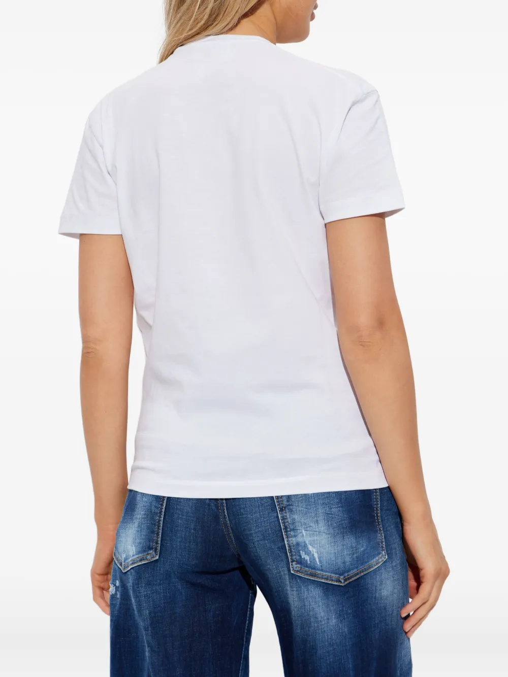 Dsquared2 Printed Embellished Crewneck T-shirt In White