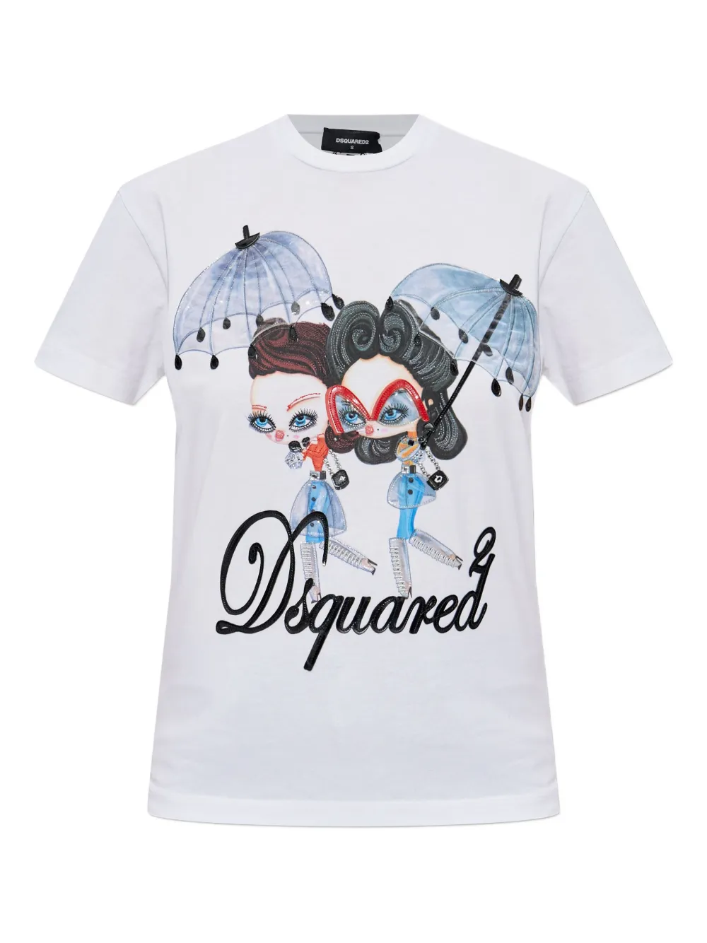 Dsquared2 Printed Embellished Crewneck T-shirt In White