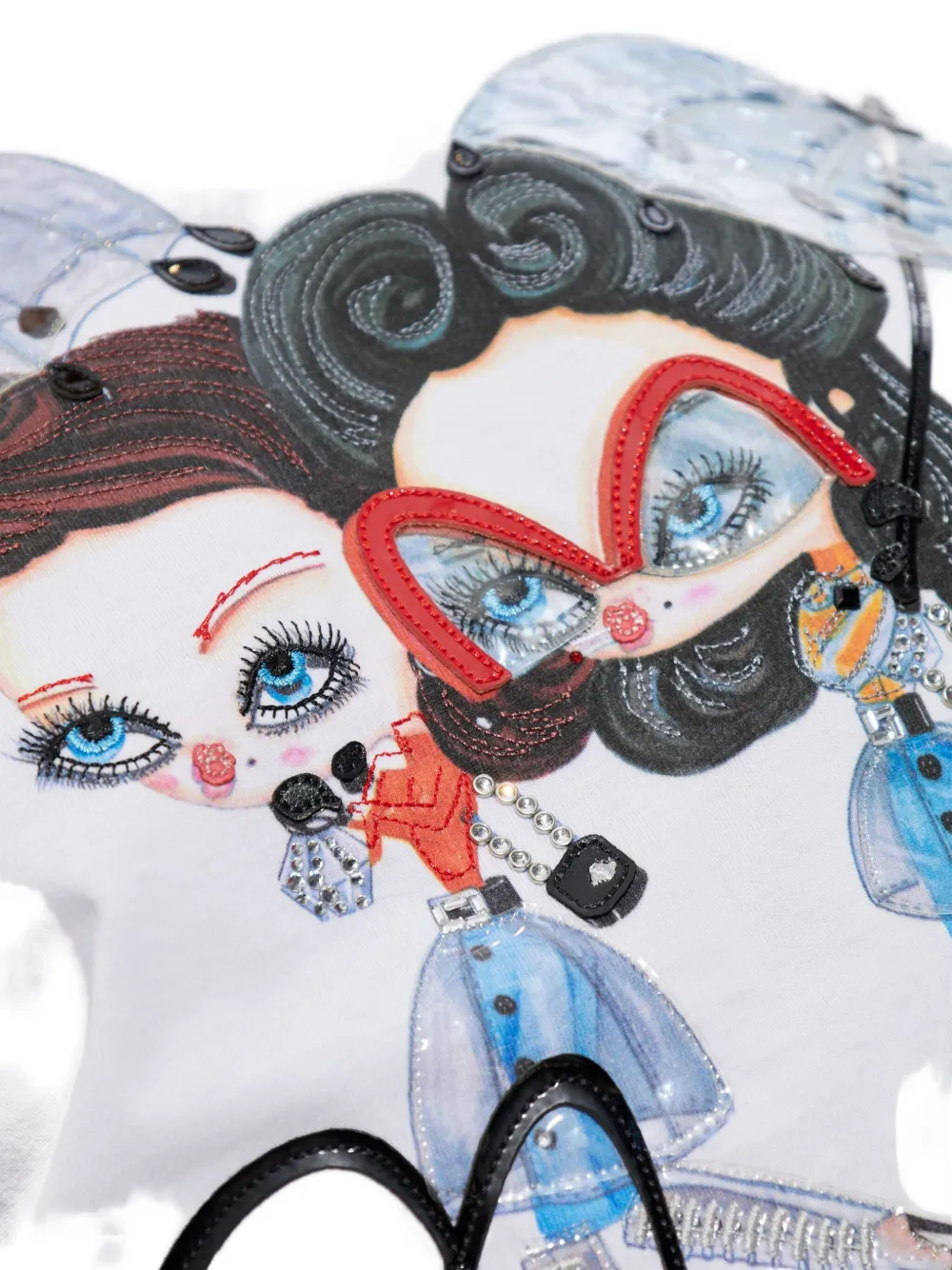 Dsquared2 Printed Embellished Crewneck T-shirt In White