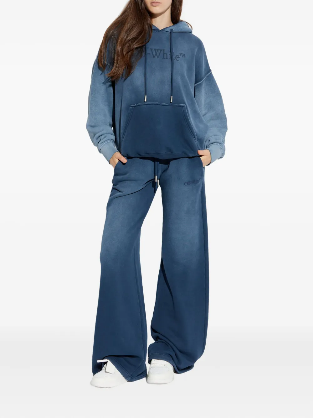 Off-White Katoenen hoodie met logoprint - Blauw