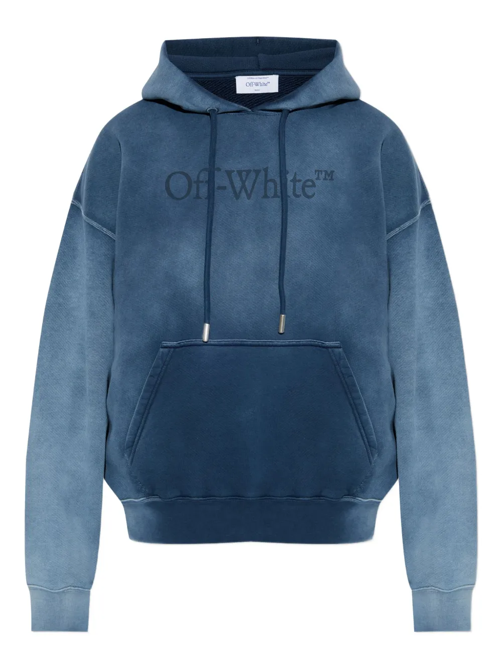 Off-White logo-print cotton hoodie | Blue | Image 1