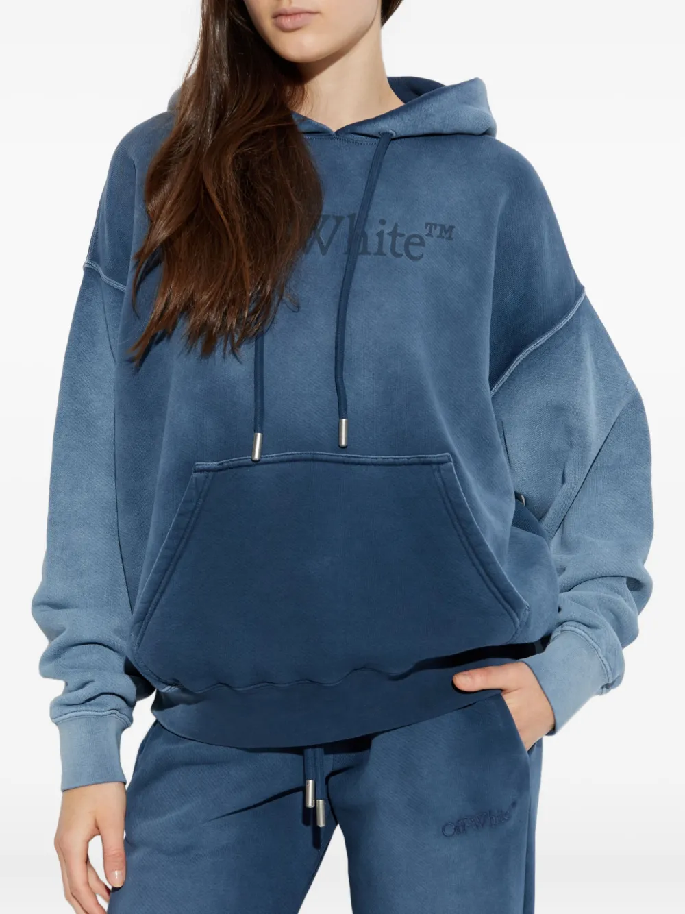 Off-White Katoenen hoodie met logoprint Blauw