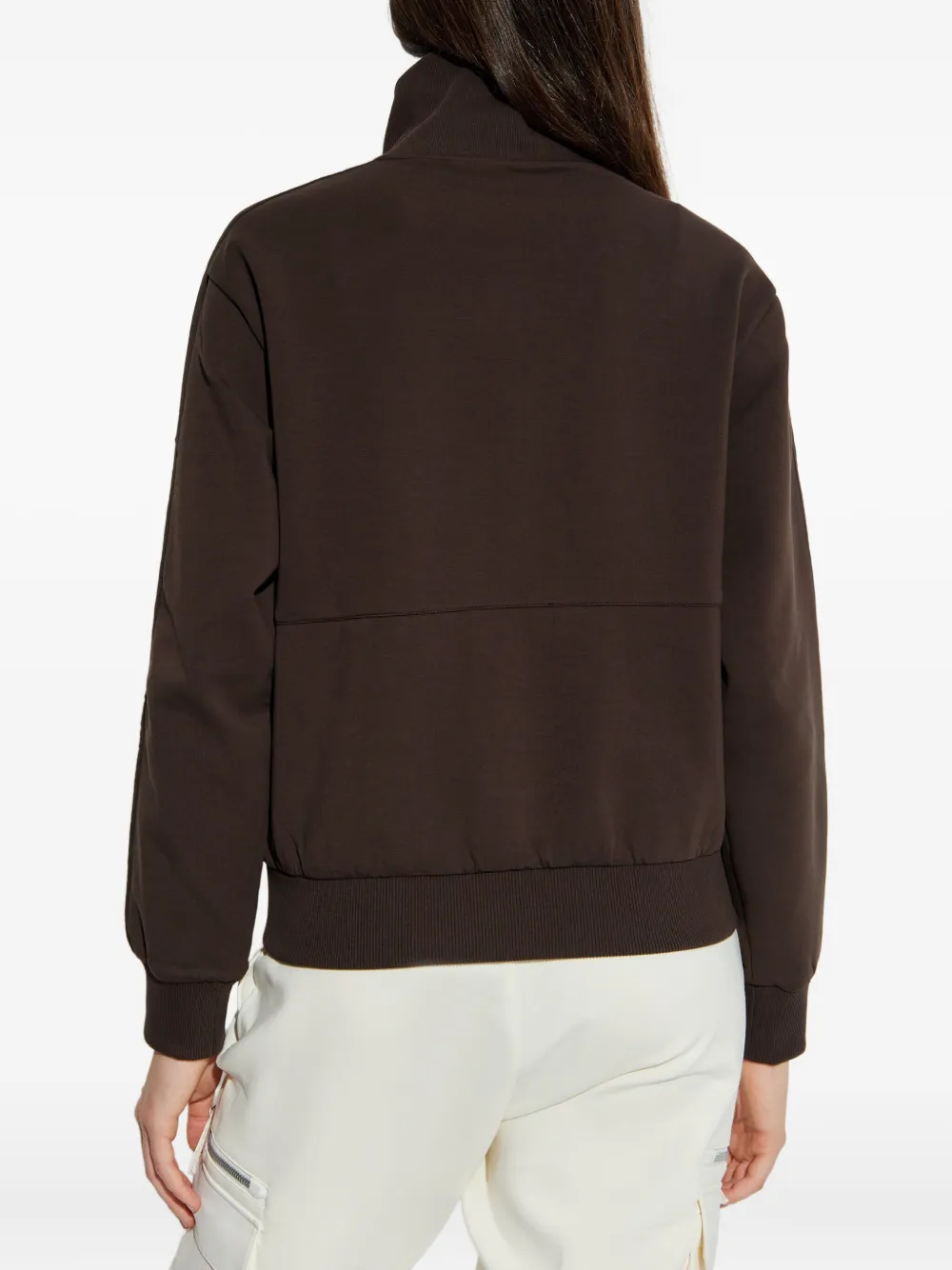Moose Knuckles Mix Media Quarter-zip Sweatshirt In Brown