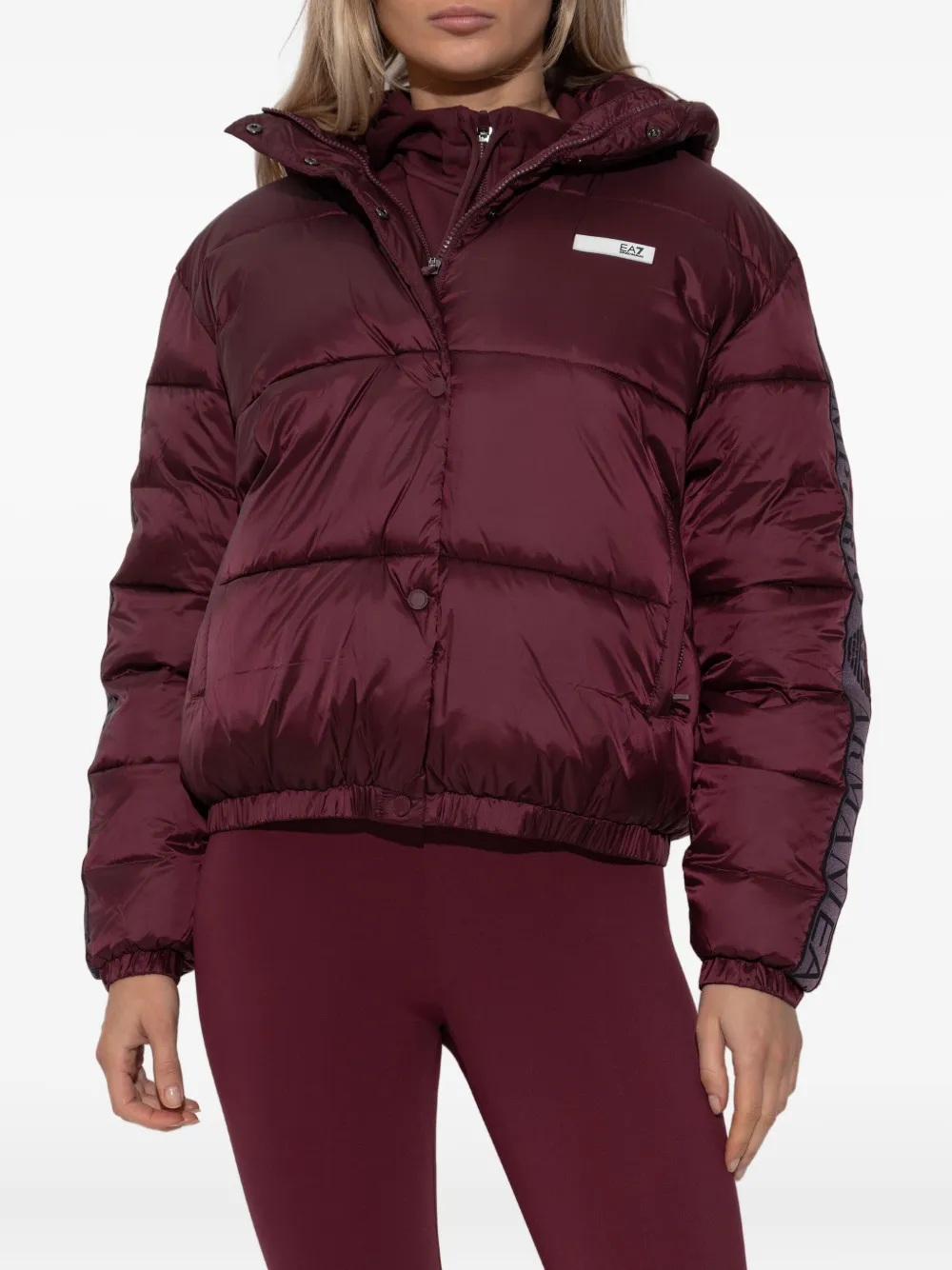 Ea7 Hooded Logo Jacket In Red