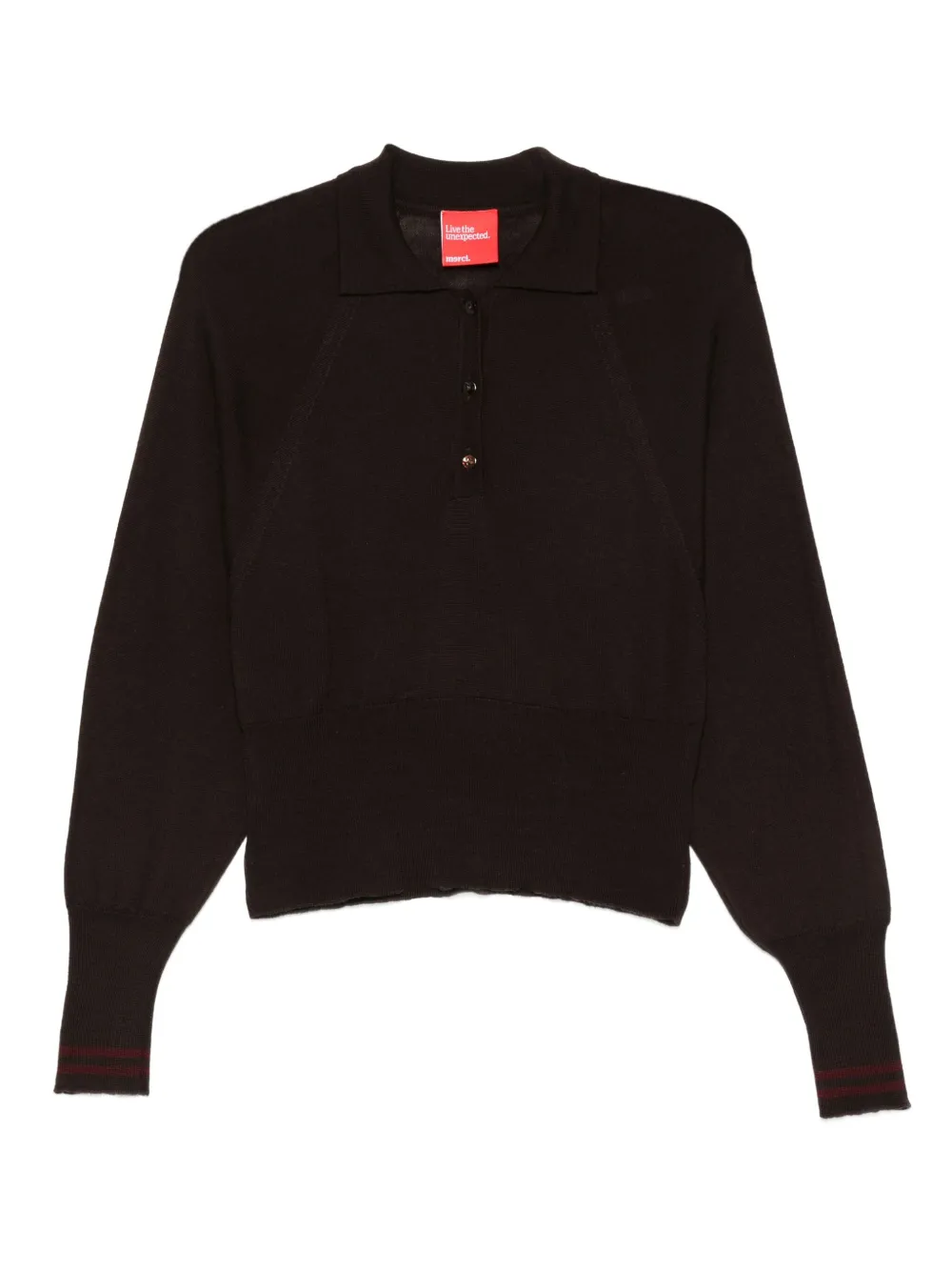 Merci button polo shirt | Brown | Image 1