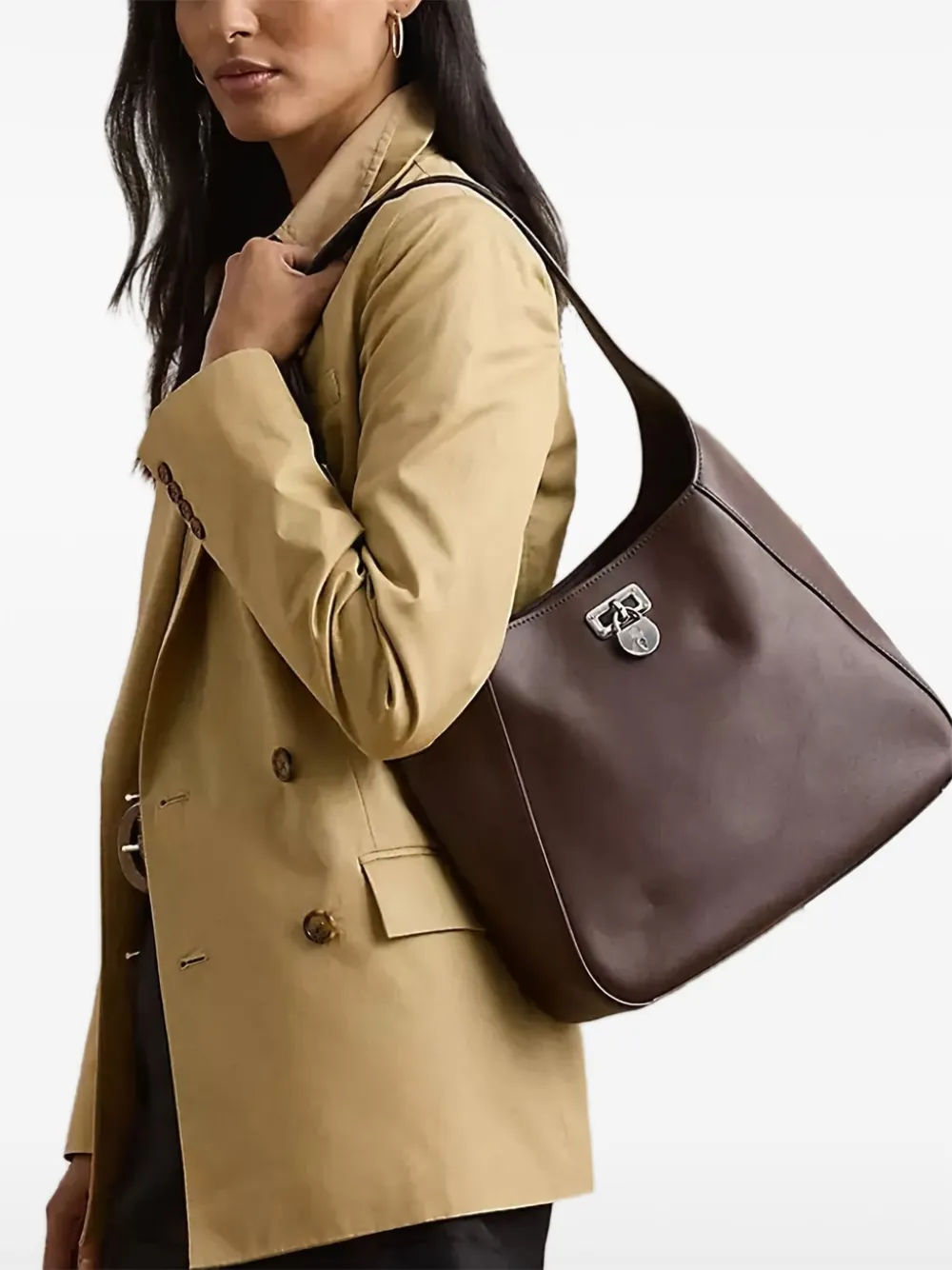 Lauren Ralph Lauren Shopper met gewelfd handvat - Bruin
