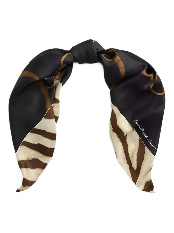Lauren Ralph Lauren belting-print Silk Scarf Black FARFETCH TH