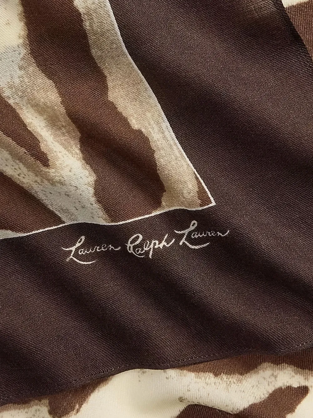 Lauren Ralph Lauren zebra-print wool-silk blend scarf - Bruin
