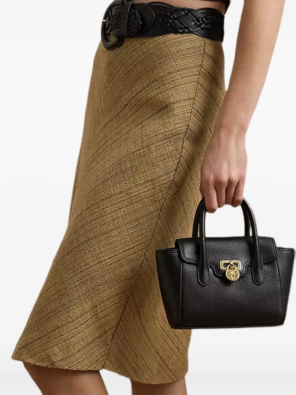 Ralph Lauren Pebbled Leather Small Tanner Satchel In Black