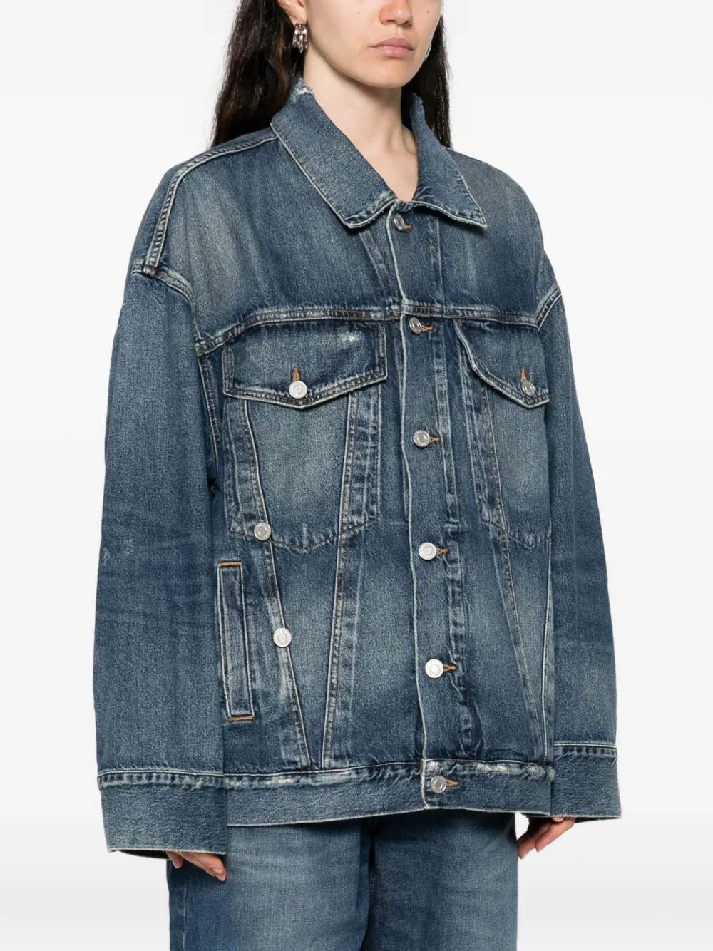Agolde Buttoned Denim Jacket In Blue