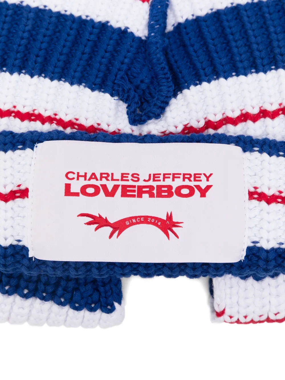 Charles Jeffrey Loverboy Pop Up-ear Striped Beanie In Blue