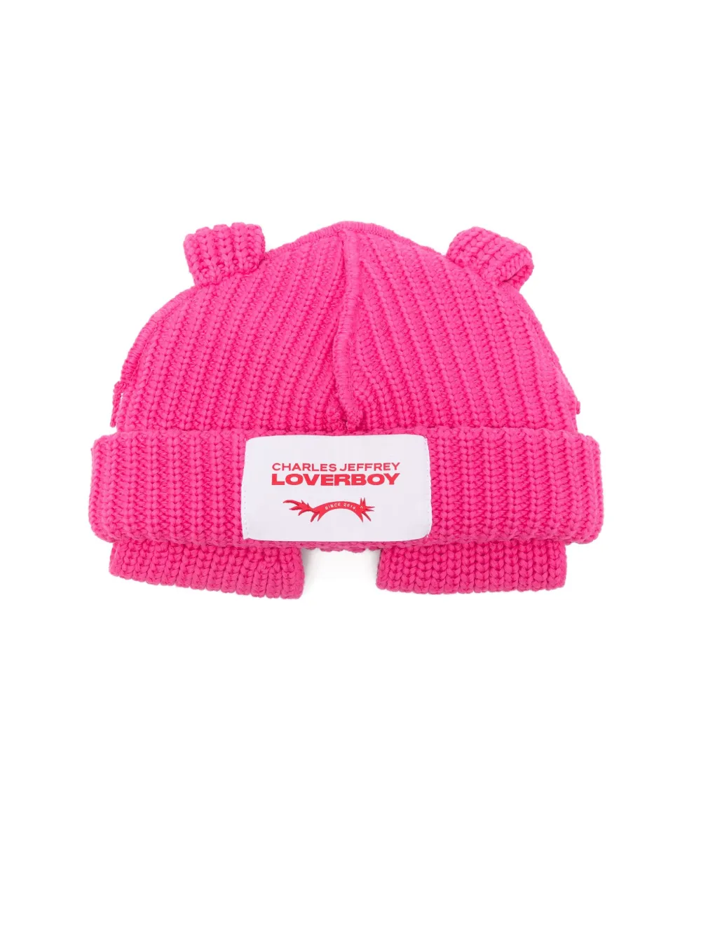 Charles Jeffrey Loverboy Pink Chunky Rabbit Beanie In Red