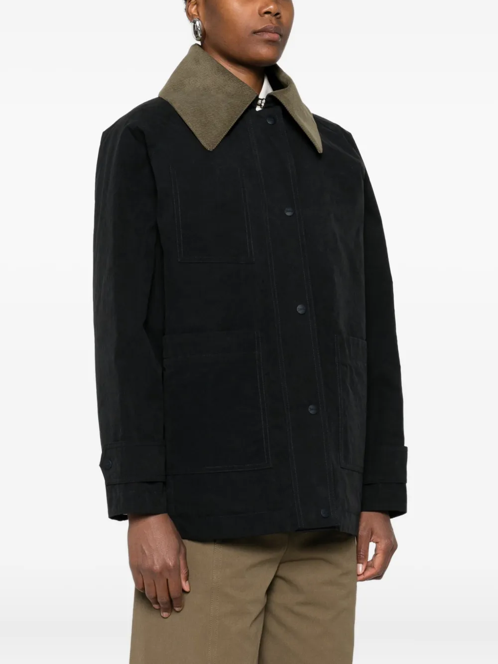 Herno Jas met ribfluwelen kraag en zak Blauw