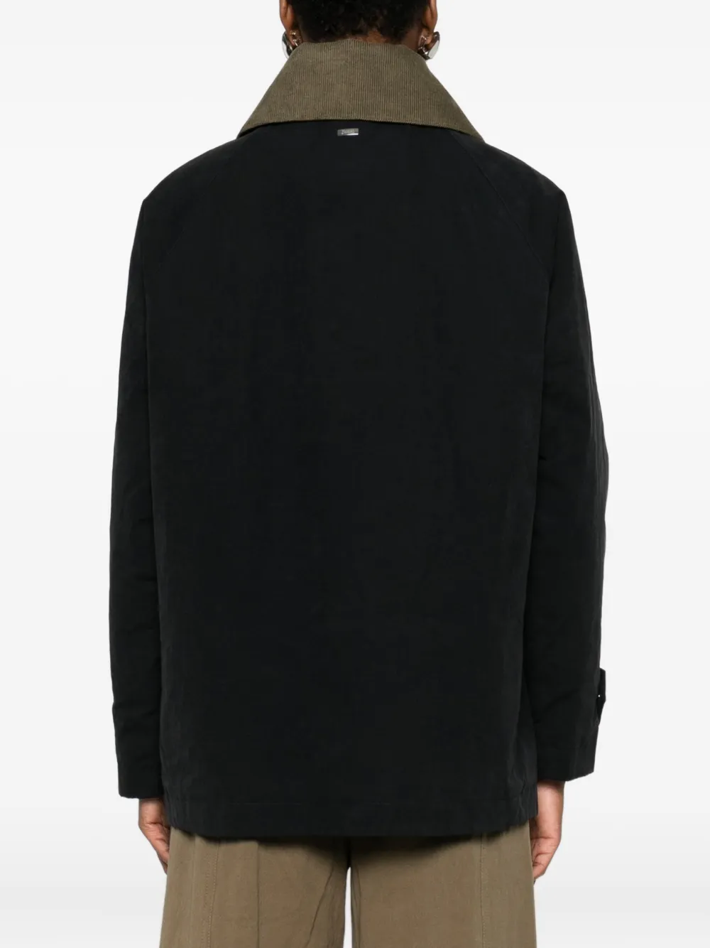 Herno Jas met ribfluwelen kraag en zak Blauw