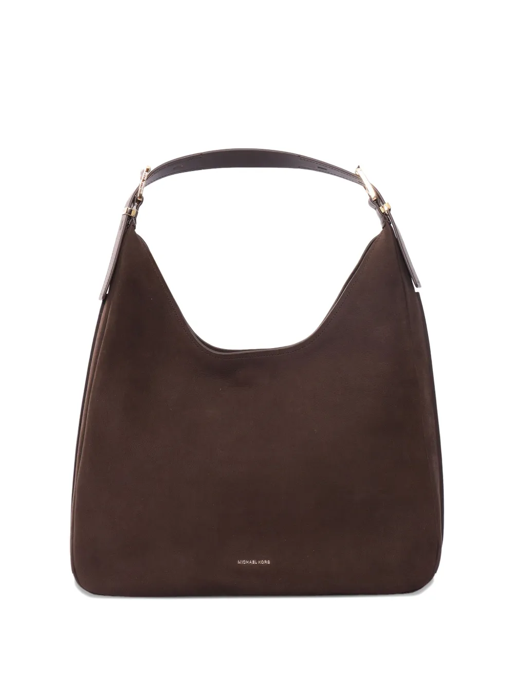 Michael Michael Kors Curved Brown Cowhide Leather Hobo Shoulder Bag In Brown