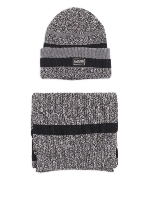 Barbour Boston striped beanie scarf set