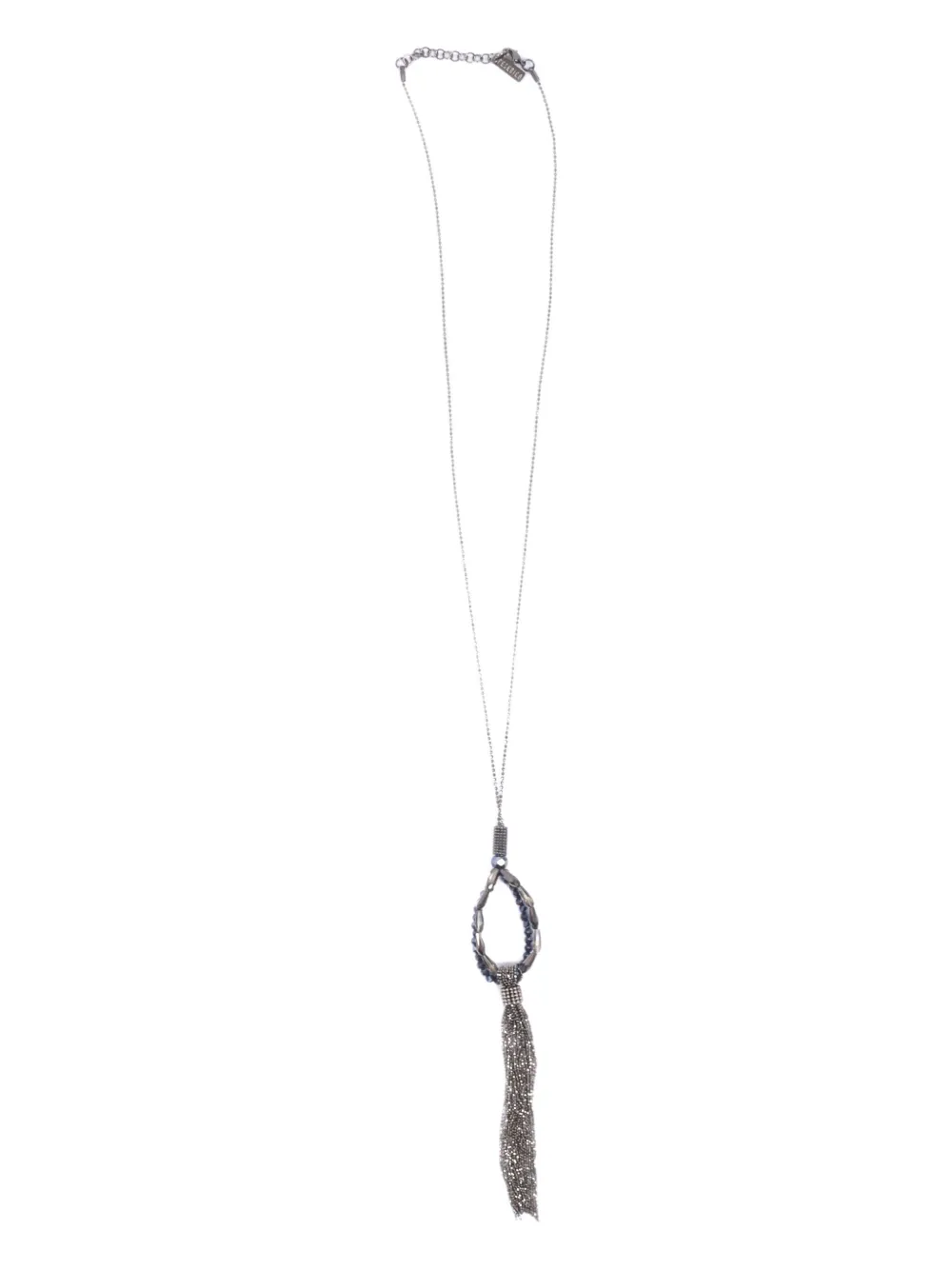 Peserico Beaded-tassel Necklace In Silver