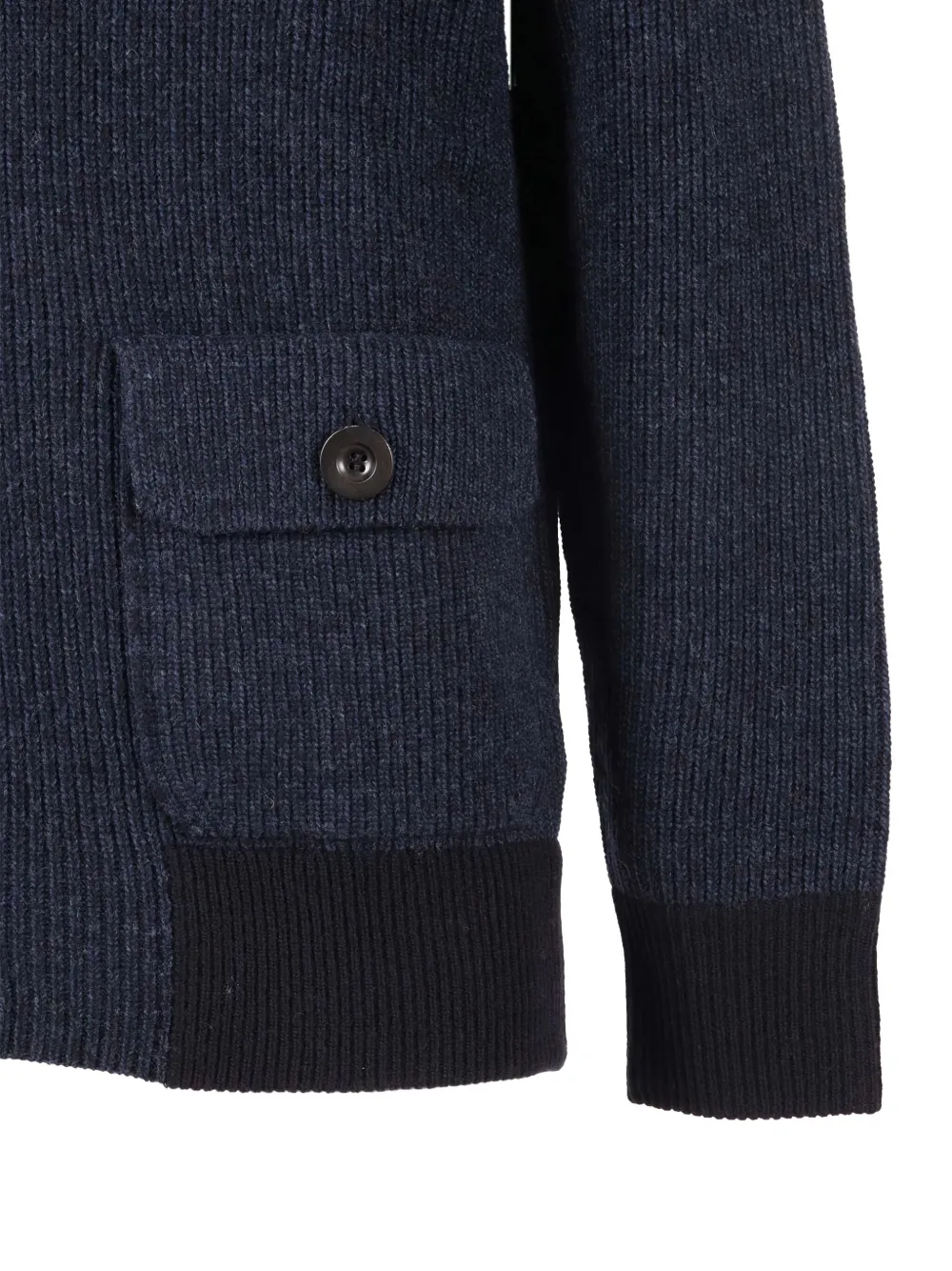 Ballantyne Ribbed Wool Bomber Jacket With Button-up Front In Blue