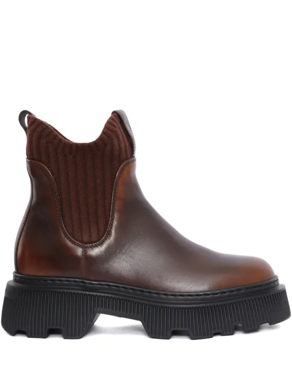 Santoni Ribbed Mountain Boots in Brown