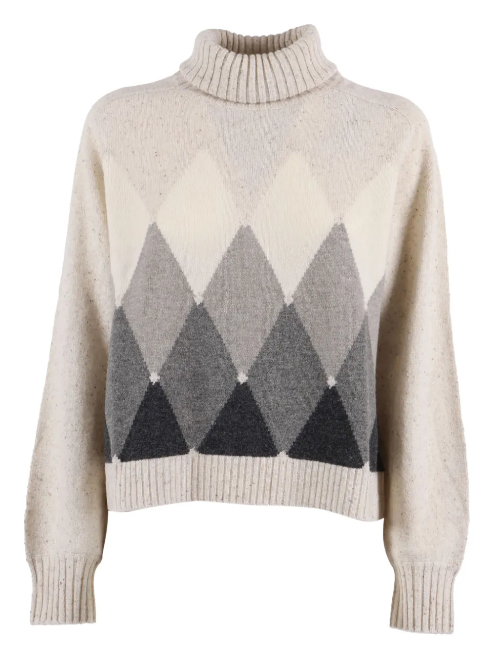 Ballantyne Turtleneck Diamond-pattern Sweater In Neutral