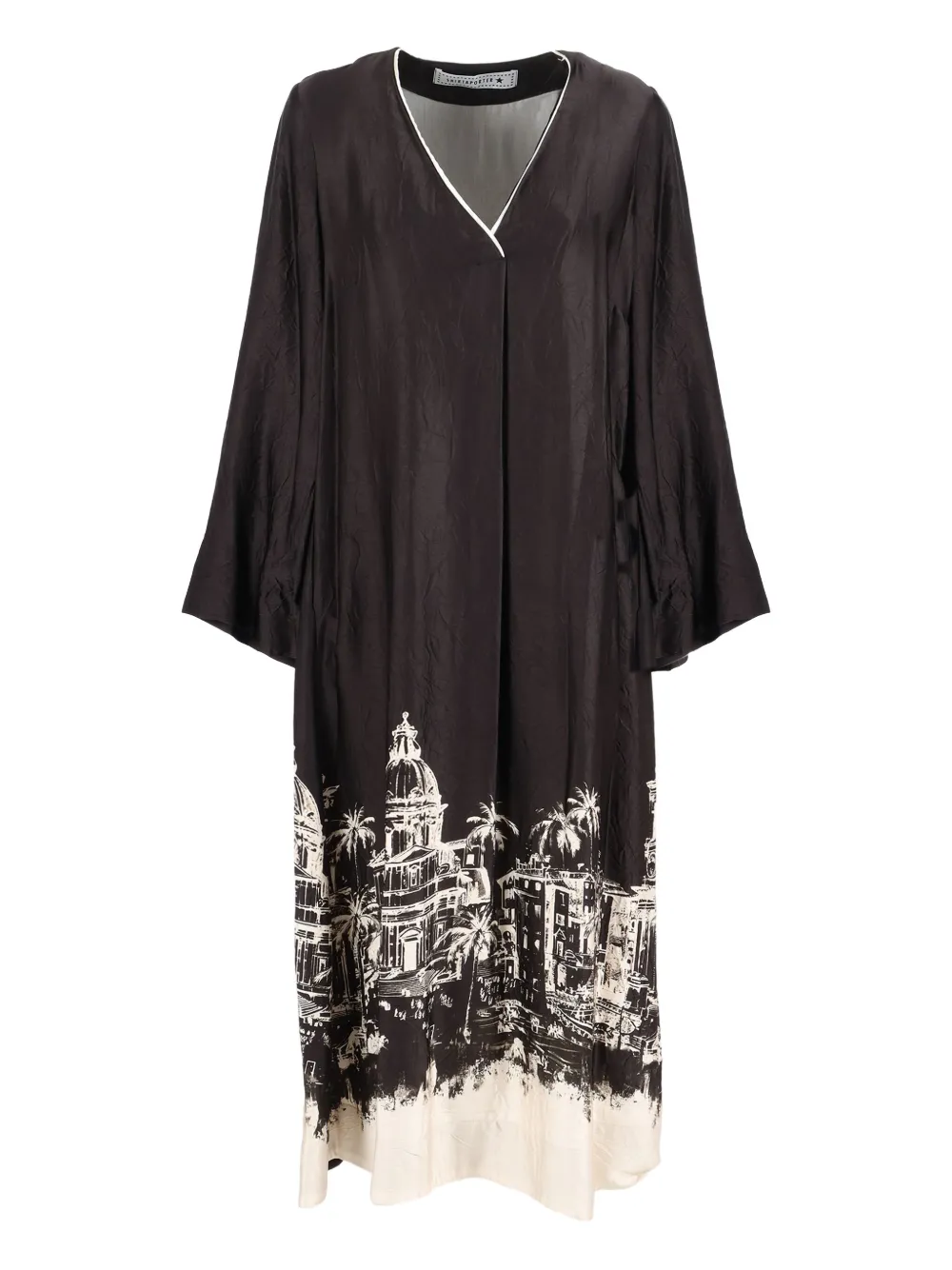 Shirtaporter printed V-neck dress | Black | Image 1