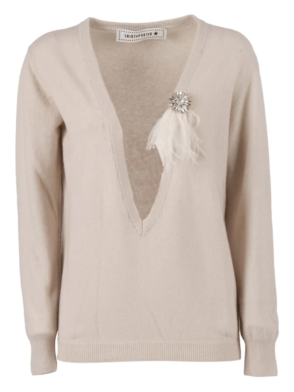 Shirtaporter Crystal-embellished Top In Neutral