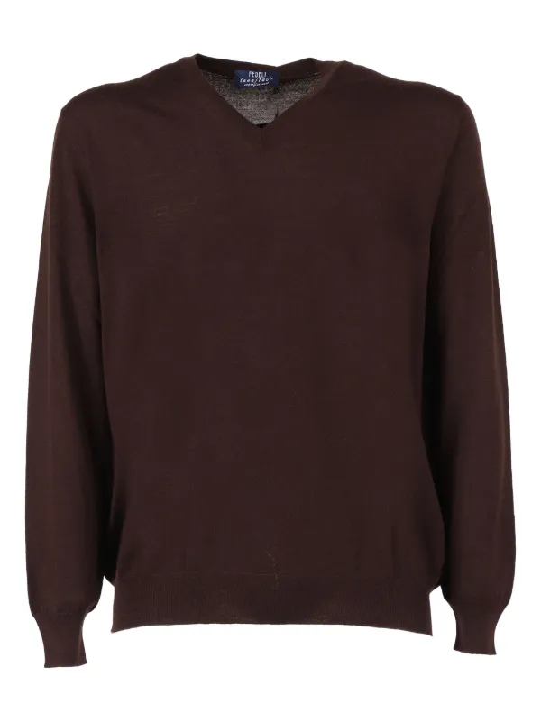 Fedeli V-neck Sweater in Brown