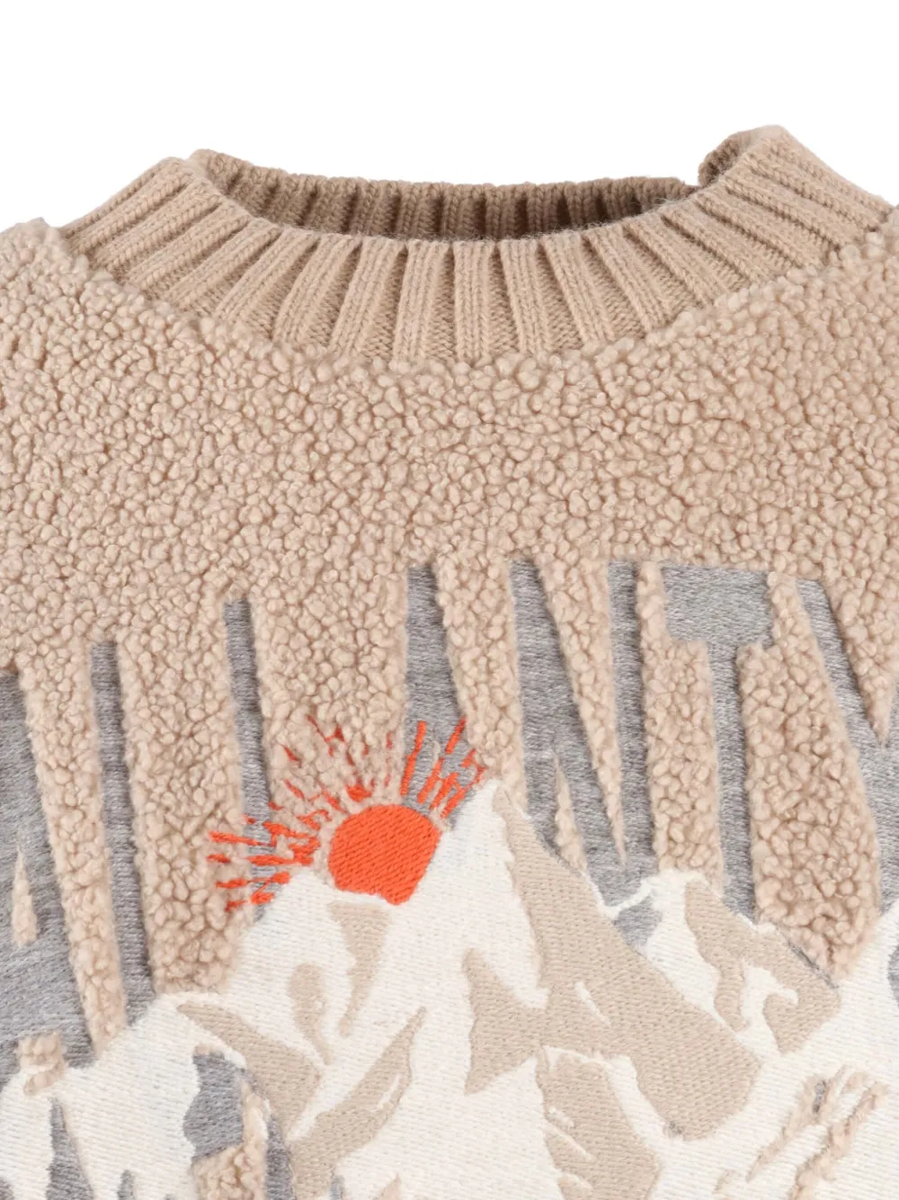 Ballantyne Ribbed Crew Neck Sweater In Smooth Polyester Finish In Brown