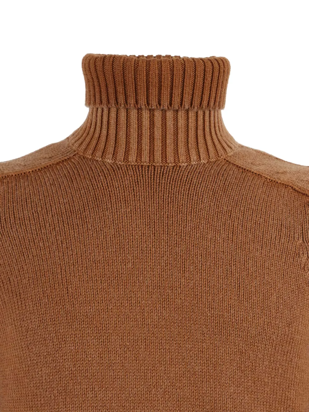 Circolo 1901 Ribbed Turtleneck Wool Sweater In Earthy Brown In Multi