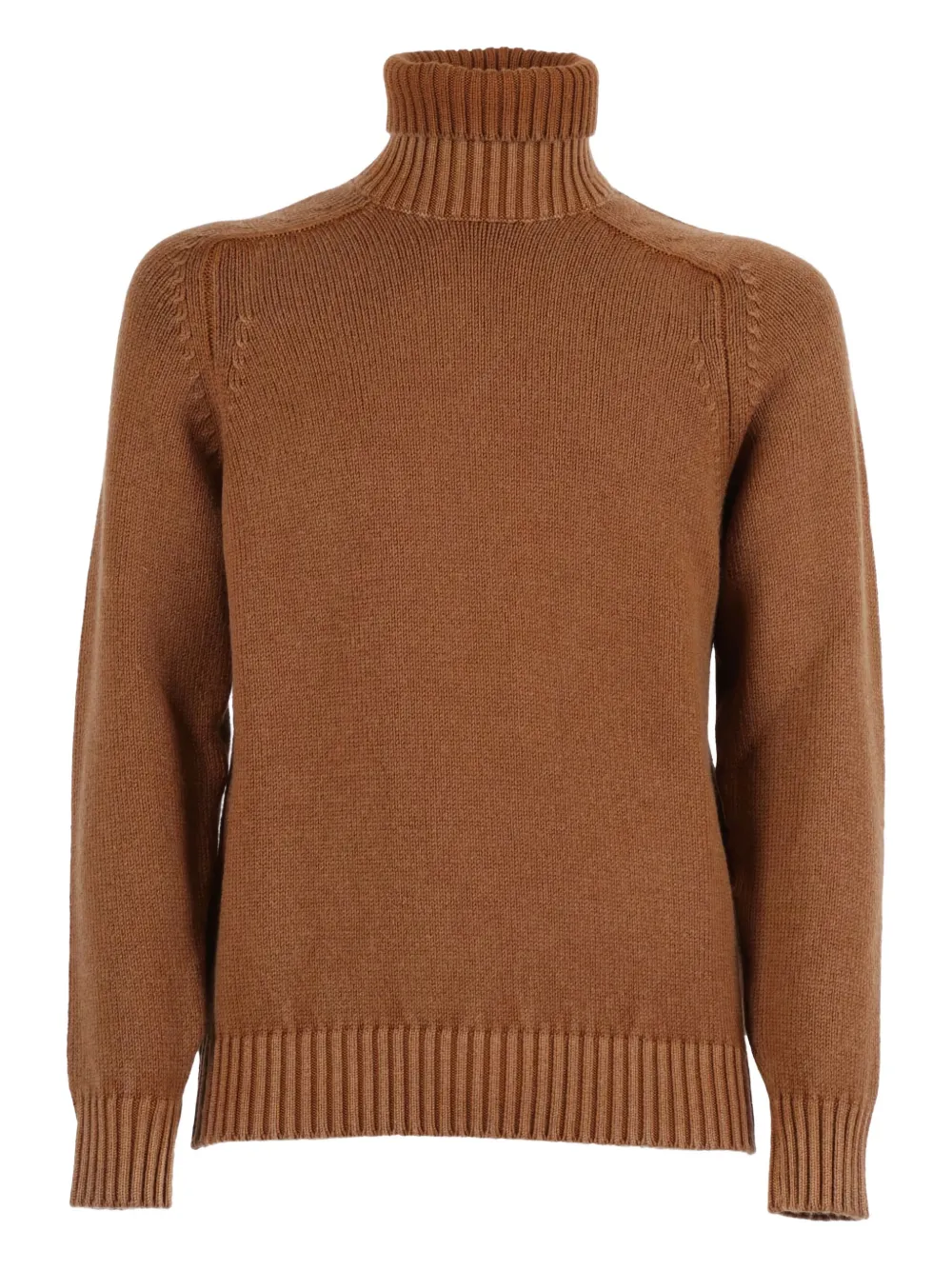 Circolo 1901 Ribbed Turtleneck Wool Sweater In Earthy Brown In Multi