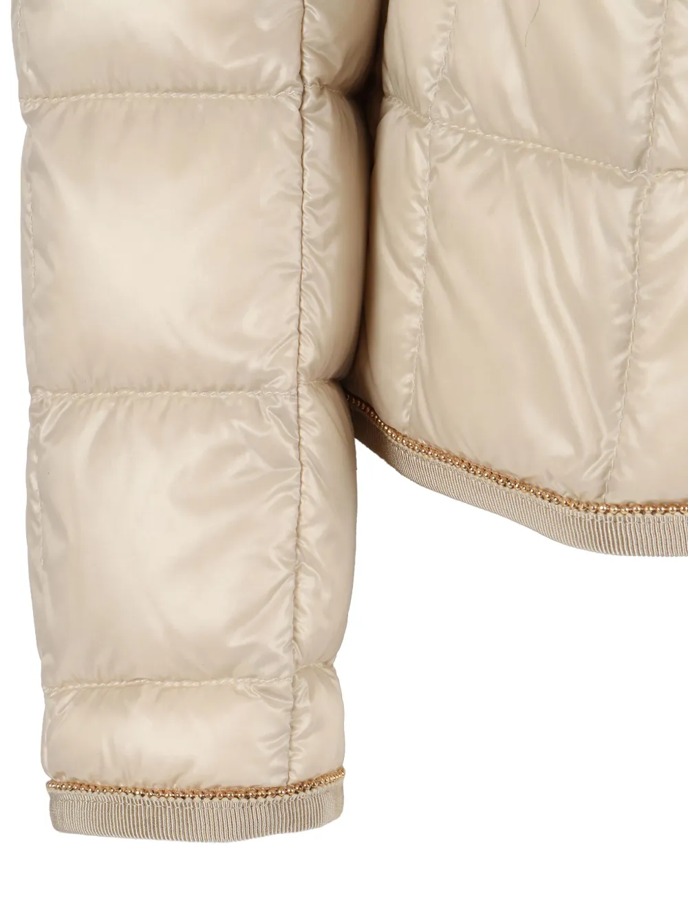 Fay Light Feather Jacket With Grooved Edges And Chain In Neutral