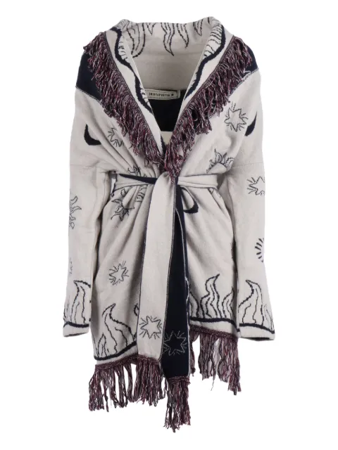 Shirtaporter celestial-jacquard fringed cardigan