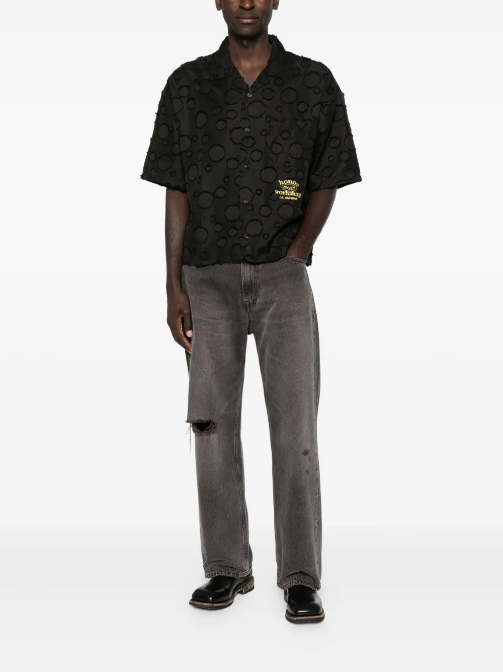 Honor The Gift circle-patterned short-sleeve shirt - Zwart