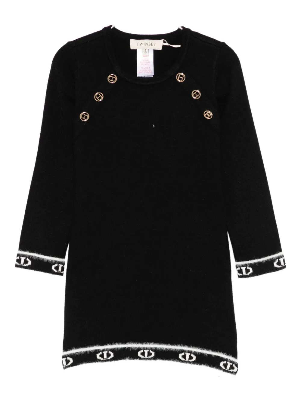 TWINSET Kids logo-trim dress - ブラック TWINSET Kids logo-trim dress - ブラック