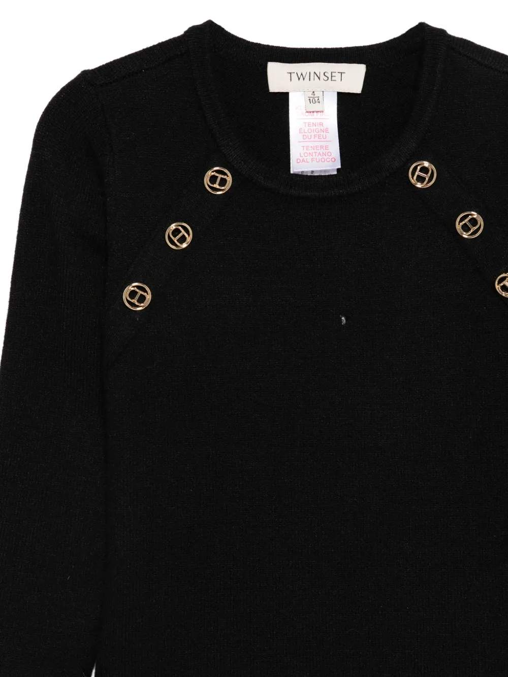 TWINSET Kids Jurk met logo afwerking Zwart