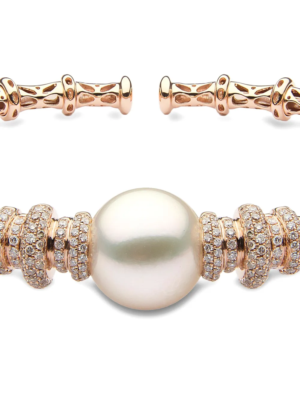Yoko London 18K rode gold Astral diamond and pearl bangle - Roze