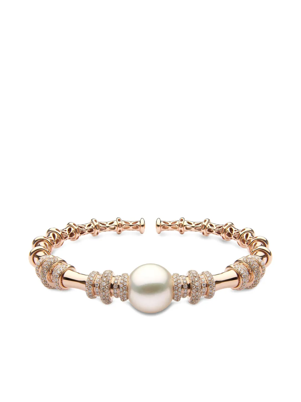 Yoko London 18K rode gold Astral diamond and pearl bangle | Pink | Image 1