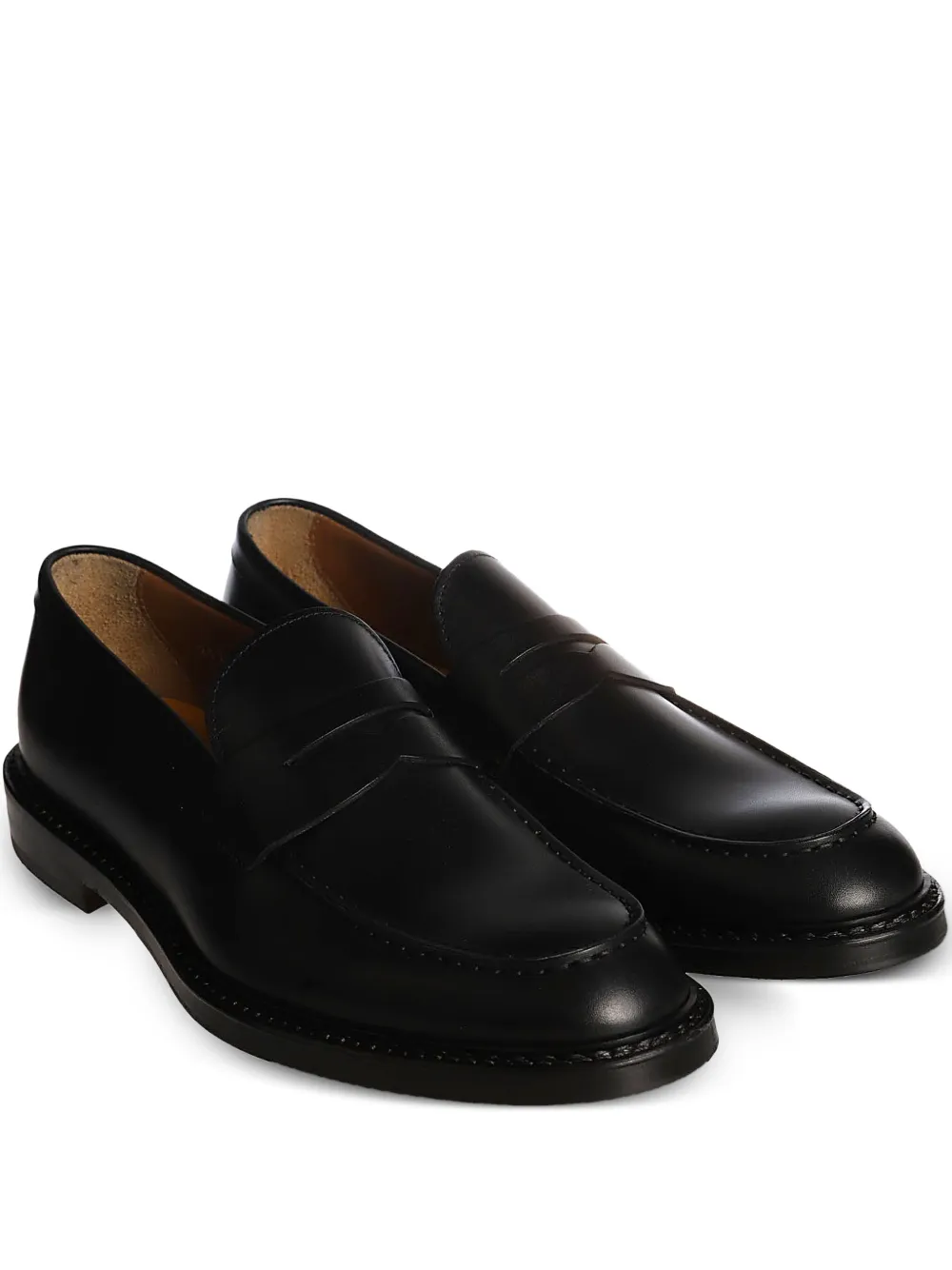 Doucal's penny-slot leather loafers | Black | Image 1