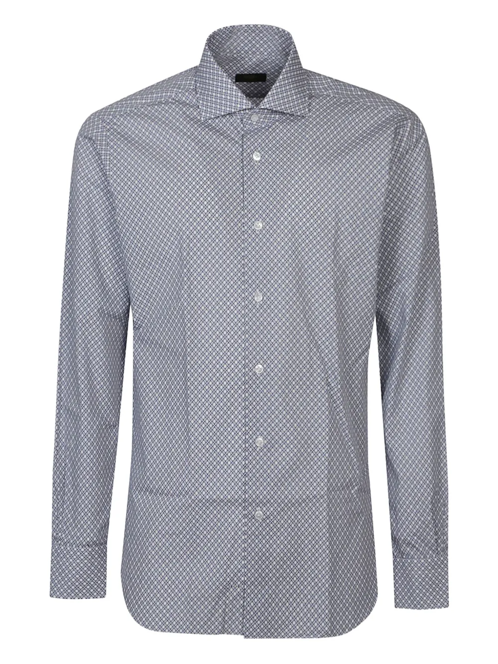 Barba geometric-print cotton shirt | Blue | Image 1