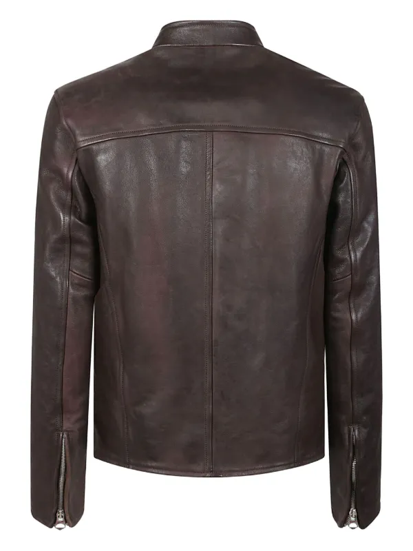 Stewart zip-fastening Leather Jacket | Brown | FARFETCH NZ