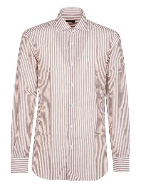 Barba camisa de algodón con rayas estampadas