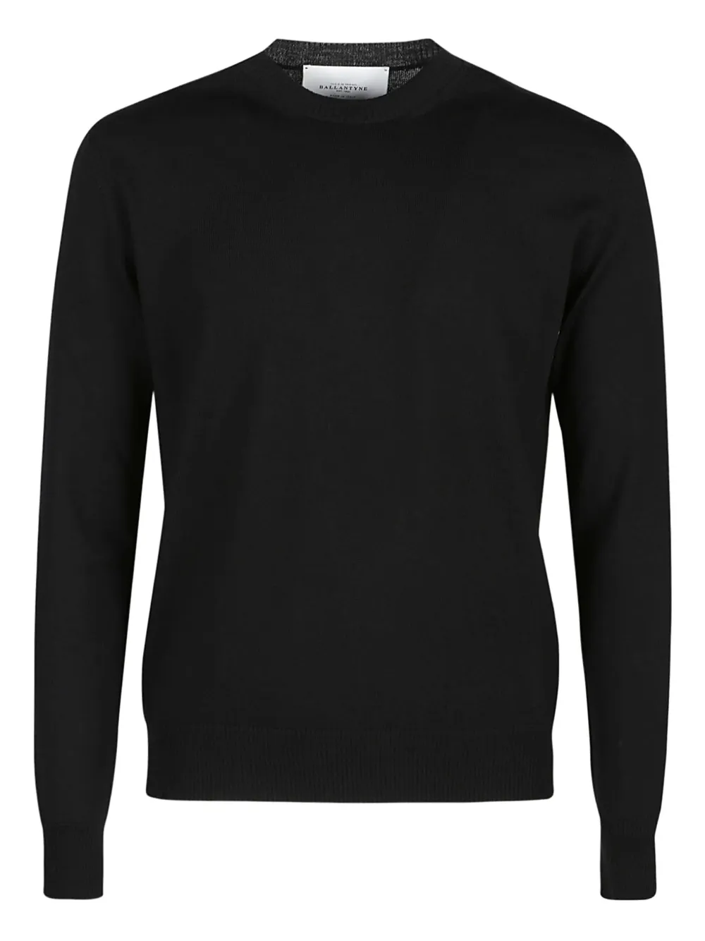 Ballantyne Crew Neck Merino Wool Sweater With Ribbed Cuffs In Blue
