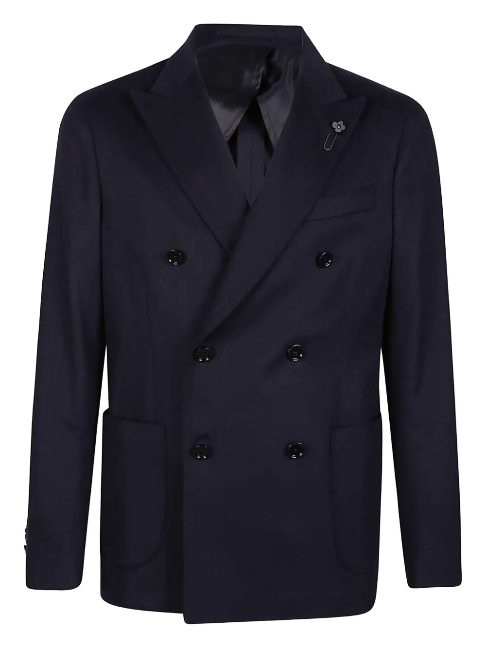 Lardini Double-breasted Suit Jacket In Blue