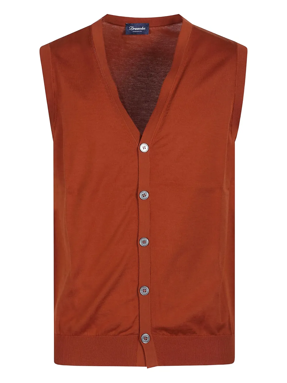 Drumohr Button-front Cotton Waistcoat In Red