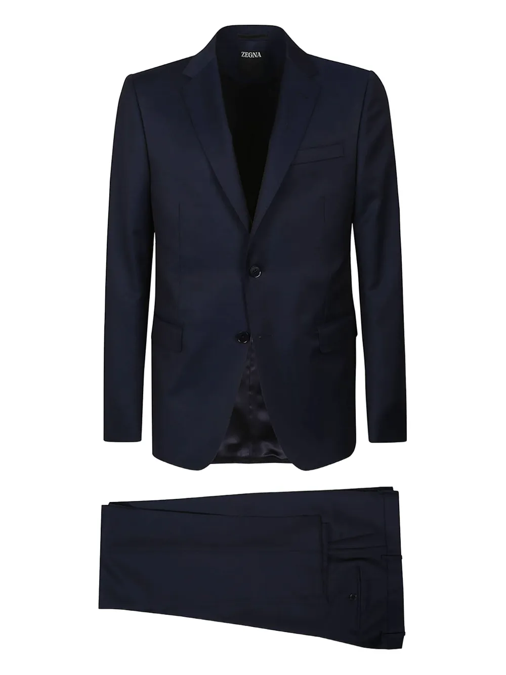 Zegna بدلة صوف بزرين | أزرق | Image 1