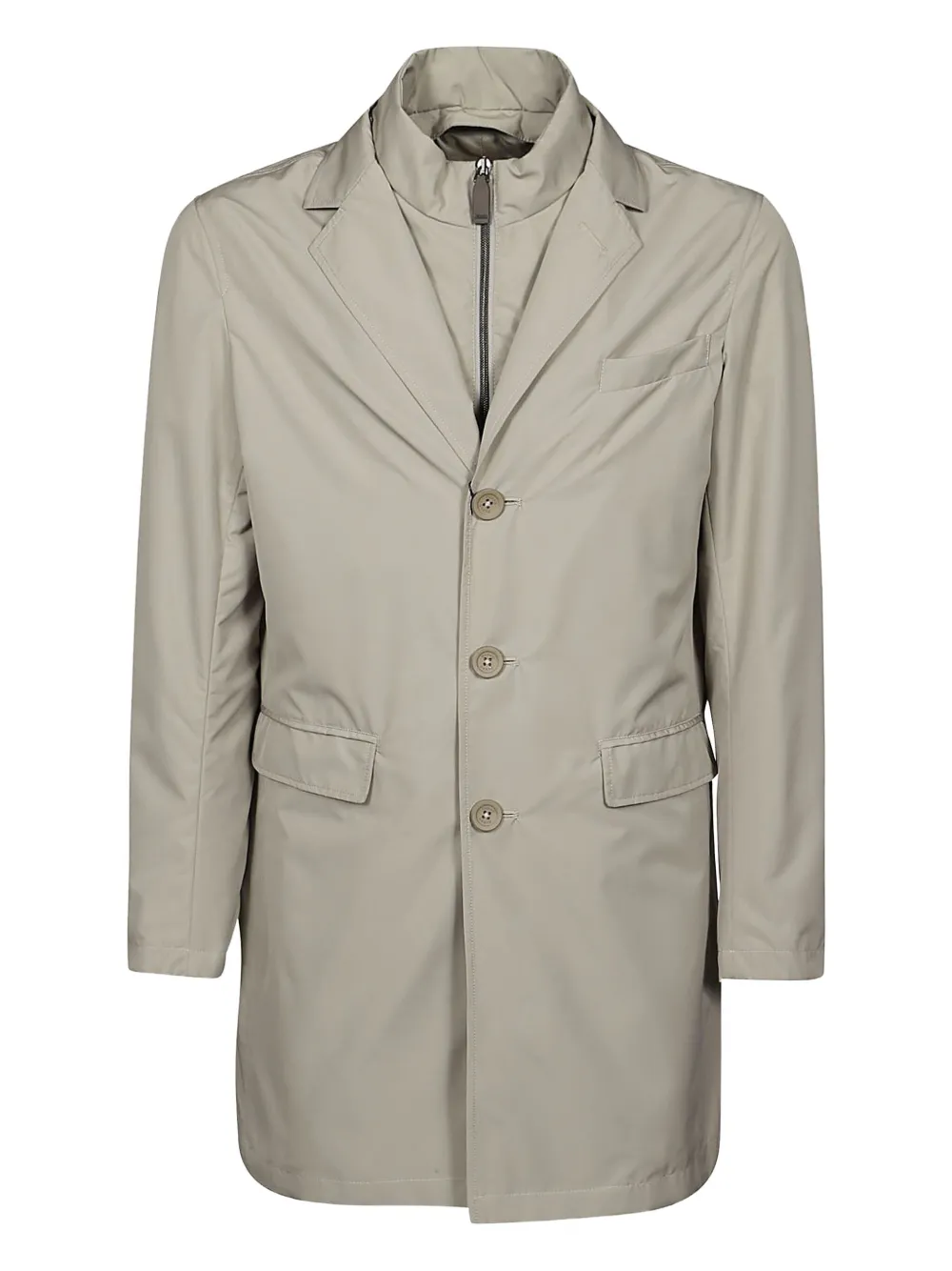 Herno Buttoned High-neck Coat In Gray