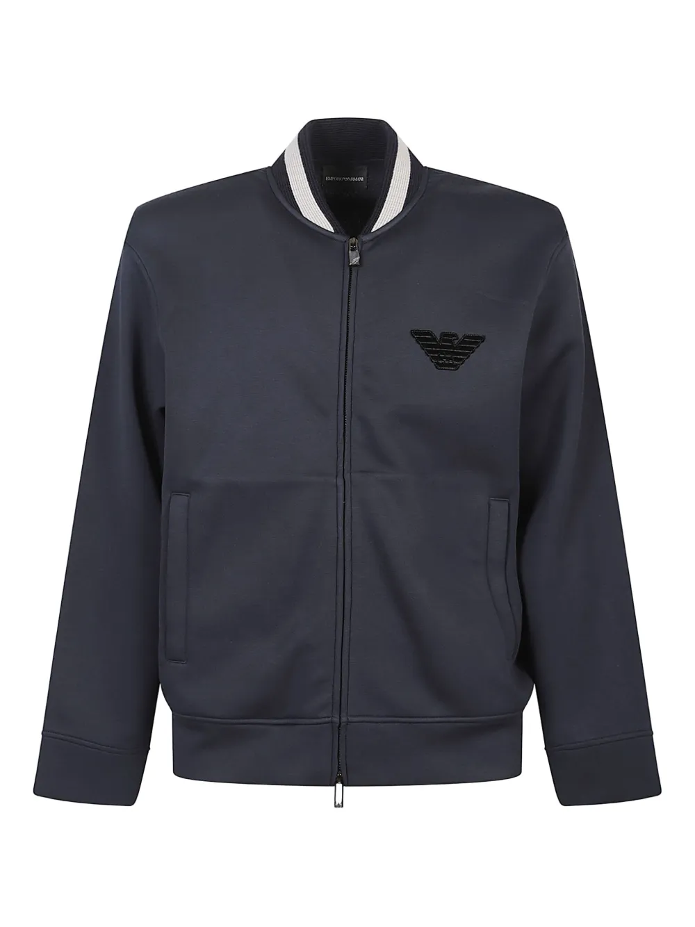 Emporio Armani Logo Zip-up Sweatshirt Featuring Front Pockets In Blue