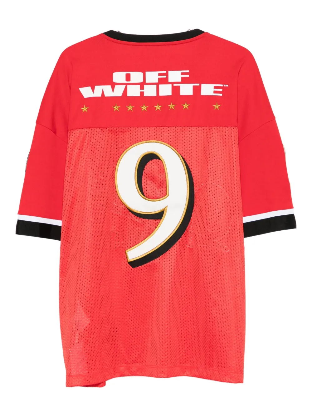 Off-White T-shirt met logoprint en mesh - Rood