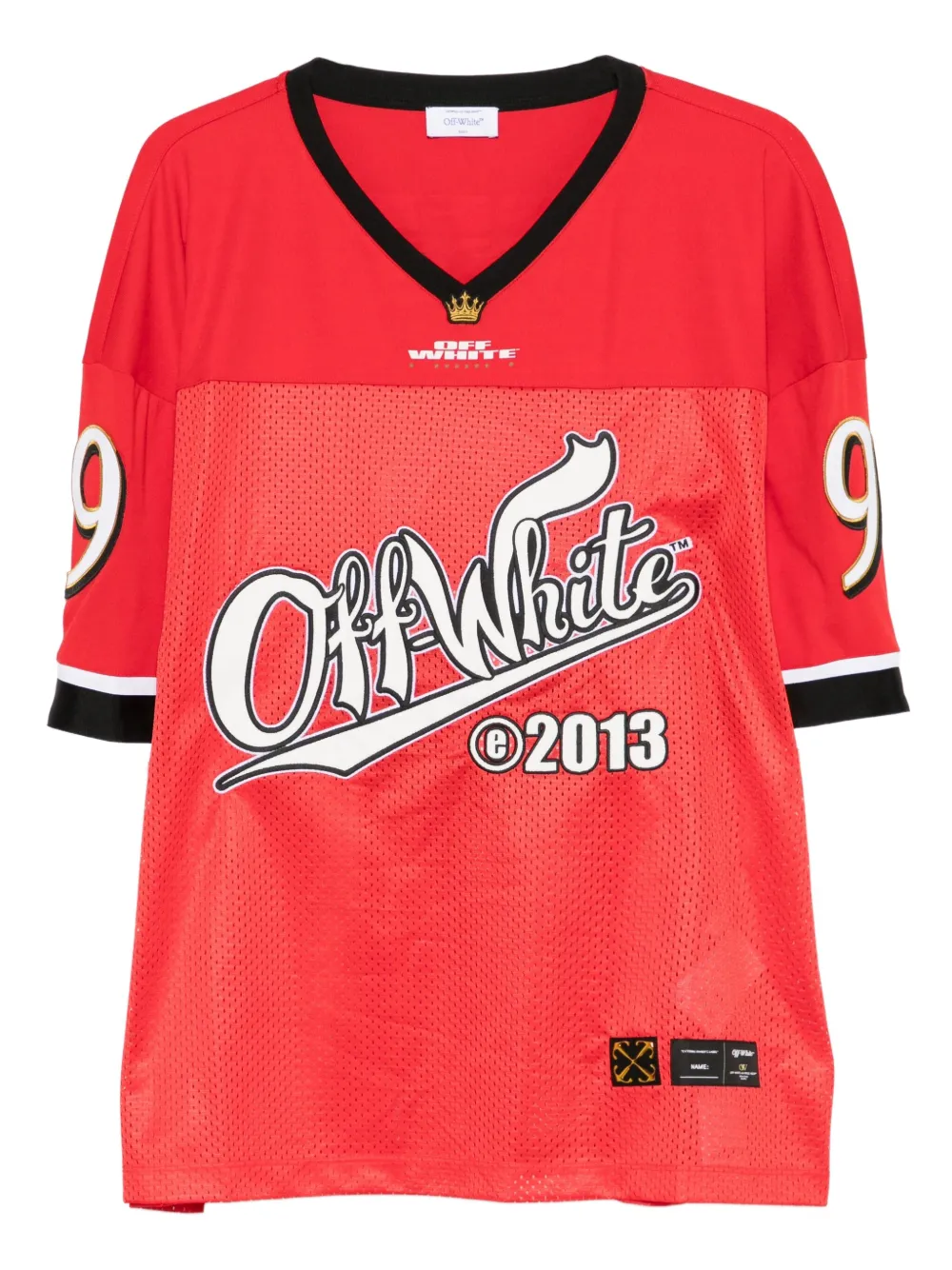 Off-White logo-print mesh T-shirt | Red | Image 1