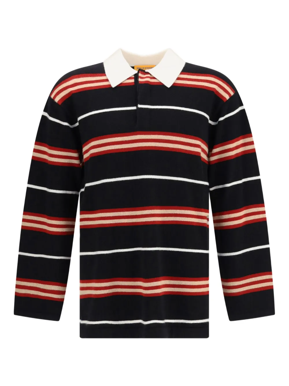 Guest In Residence Striped Polo Shirt In Black